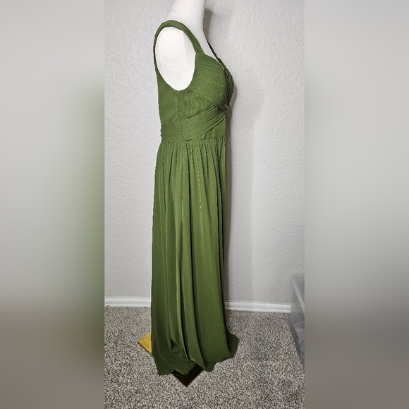 Azazie Womens Forrest Green Halter Neckline Chiffon Bridesmaid Formal Sz A10 - Picture 4 of 9